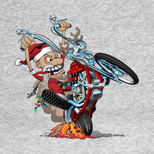 Biker Santa on a chopper cartoon illustration by hobrath